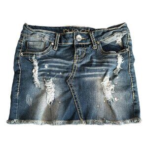 blue denim mini skirt